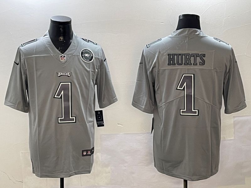 Men Philadelphia Eagles #1 Hurts Grey 2025 Nike Vapor Limited NFL Jersey style 2102->los angeles dodgers->MLB Jersey